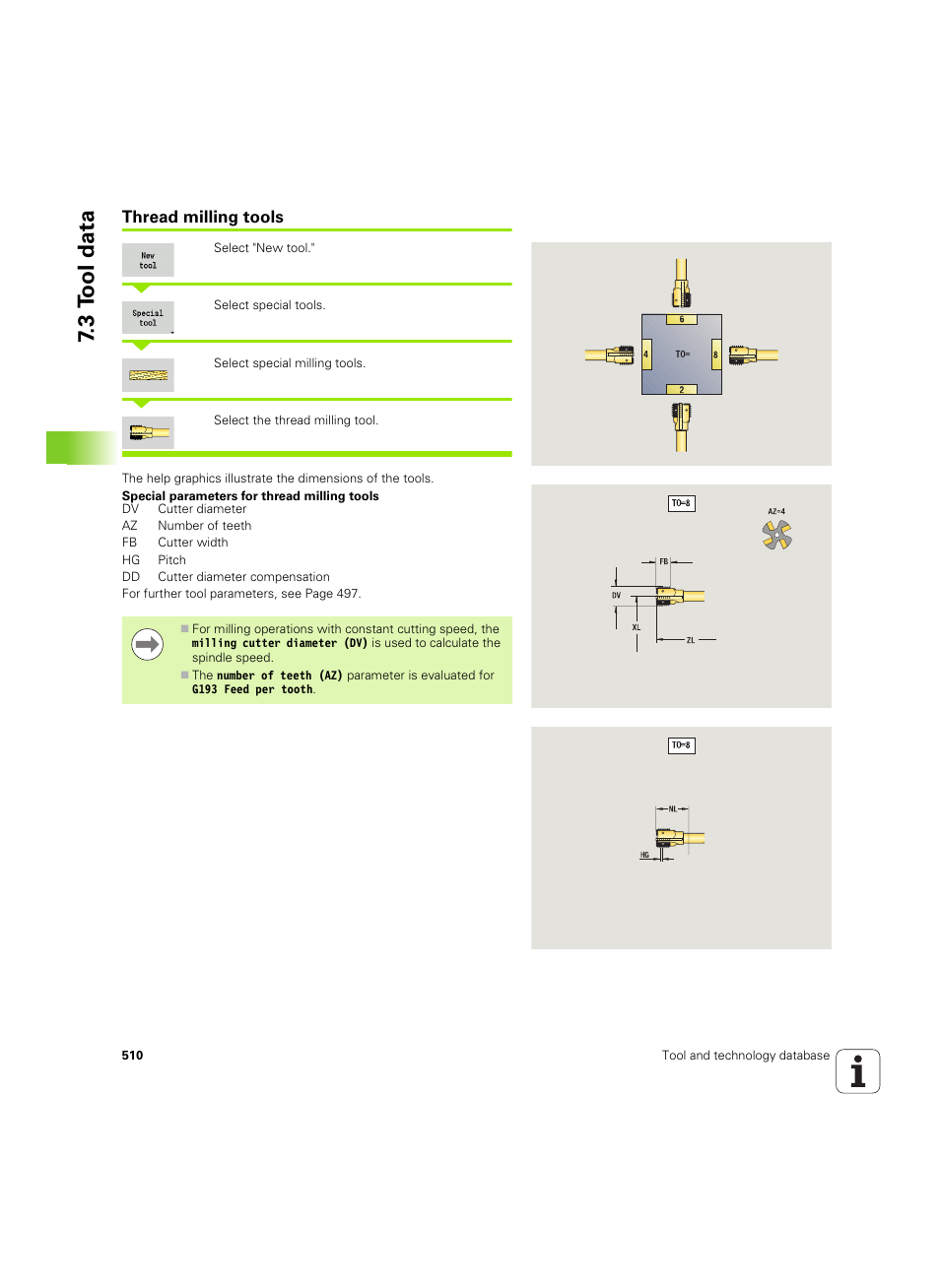 Thread milling tools, 3 t ool data | HEIDENHAIN SW 54843x-02 User Manual | Page 510 / 619