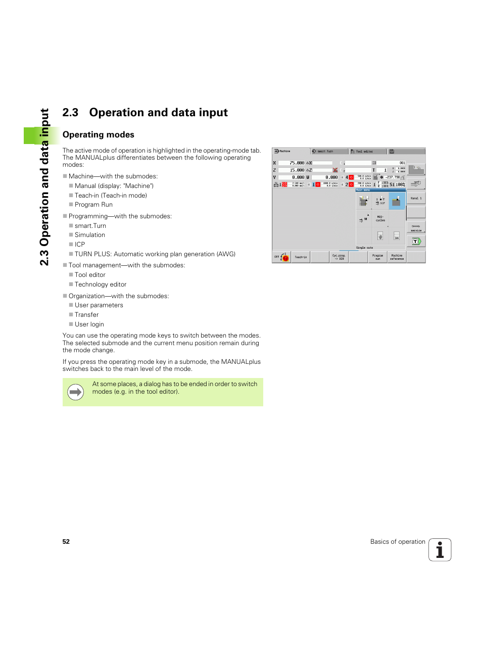 3 operation and data input, Operating modes | HEIDENHAIN SW 54843x-02 User Manual | Page 52 / 619