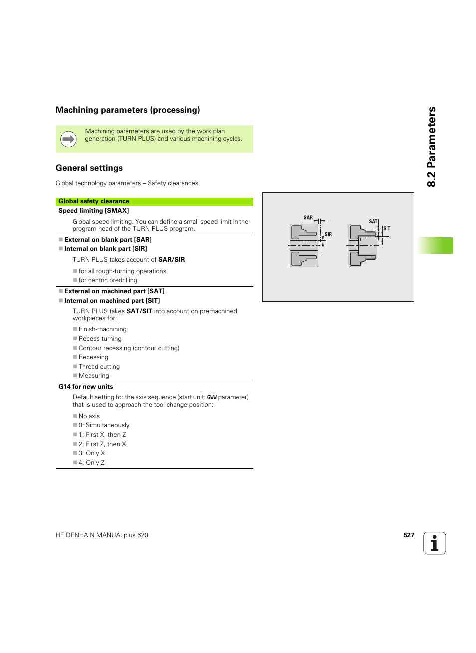 Machining parameters (processing), General settings, 2 p a ra met e rs | Machining parameters (processing) general settings | HEIDENHAIN SW 54843x-02 User Manual | Page 527 / 619