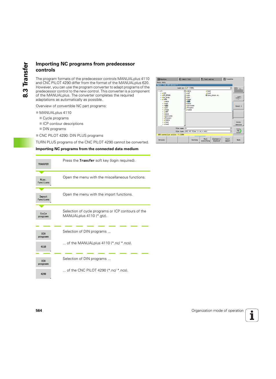 Importing nc programs from predecessor controls, 3 t ransf er | HEIDENHAIN SW 54843x-02 User Manual | Page 564 / 619