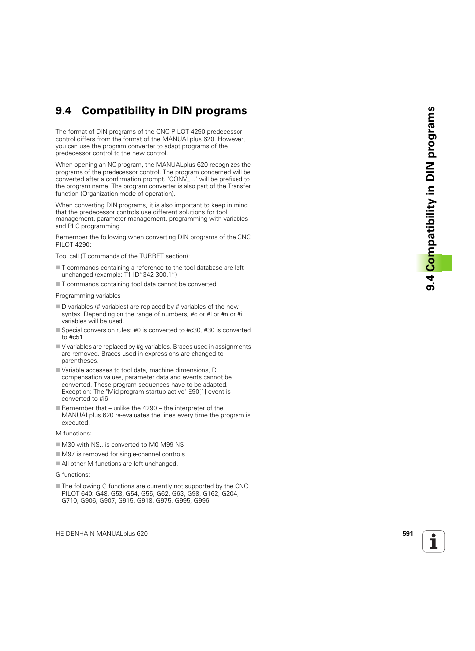 4 compatibility in din programs | HEIDENHAIN SW 54843x-02 User Manual | Page 591 / 619