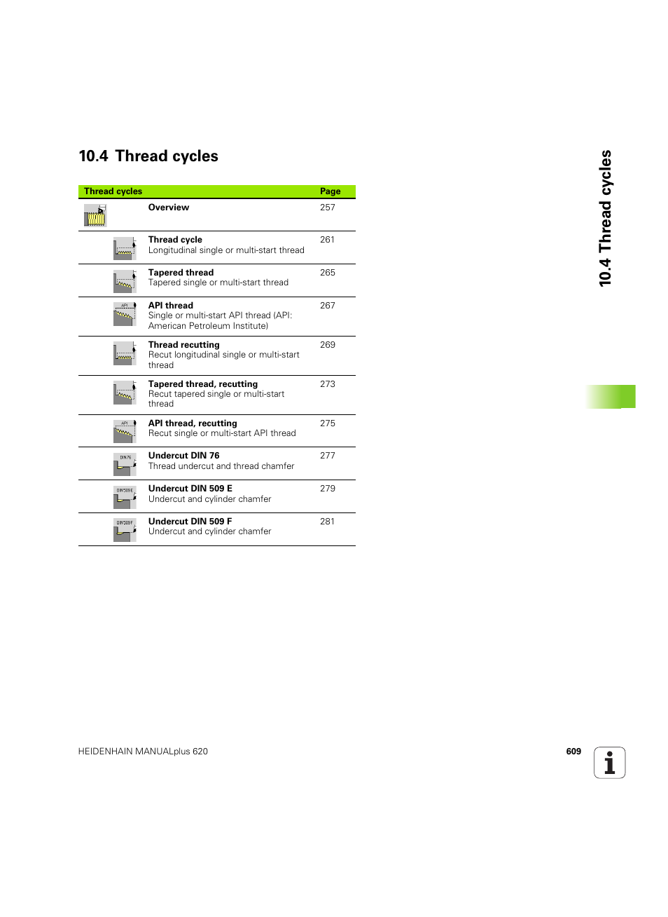 4 thread cycles | HEIDENHAIN SW 54843x-02 User Manual | Page 609 / 619
