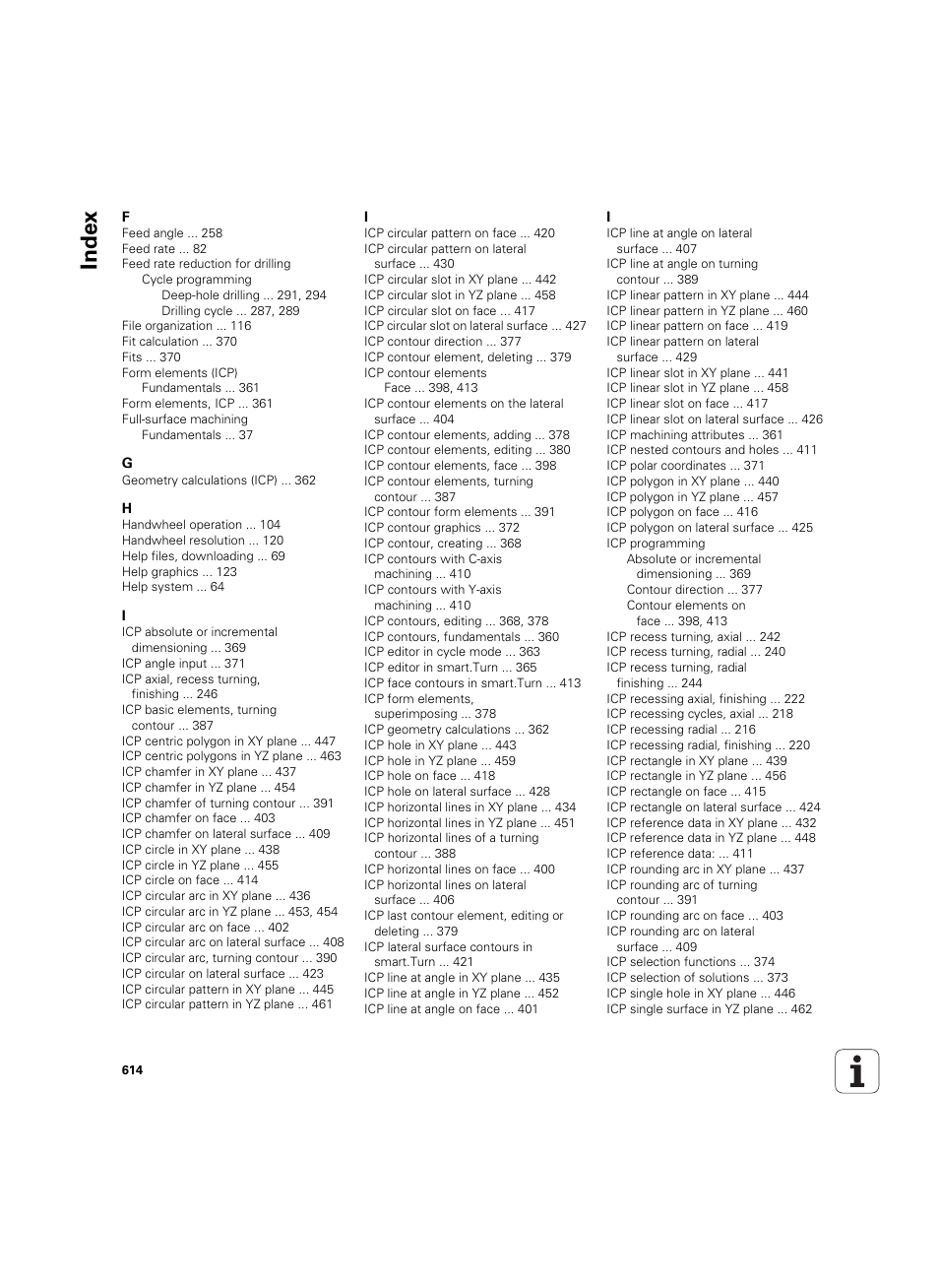 Index | HEIDENHAIN SW 54843x-02 User Manual | Page 614 / 619