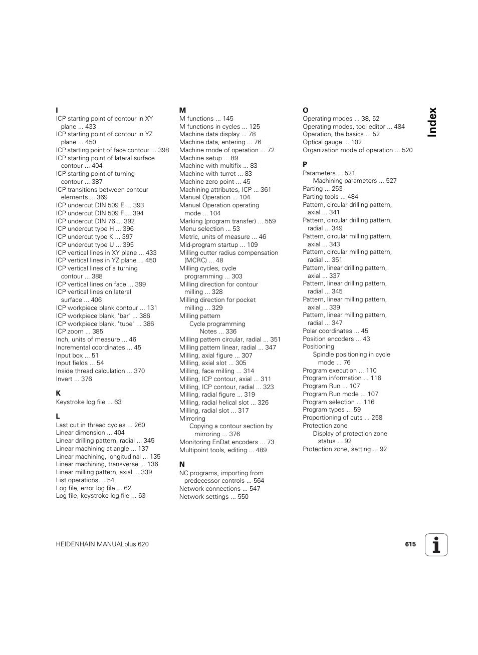 Index | HEIDENHAIN SW 54843x-02 User Manual | Page 615 / 619