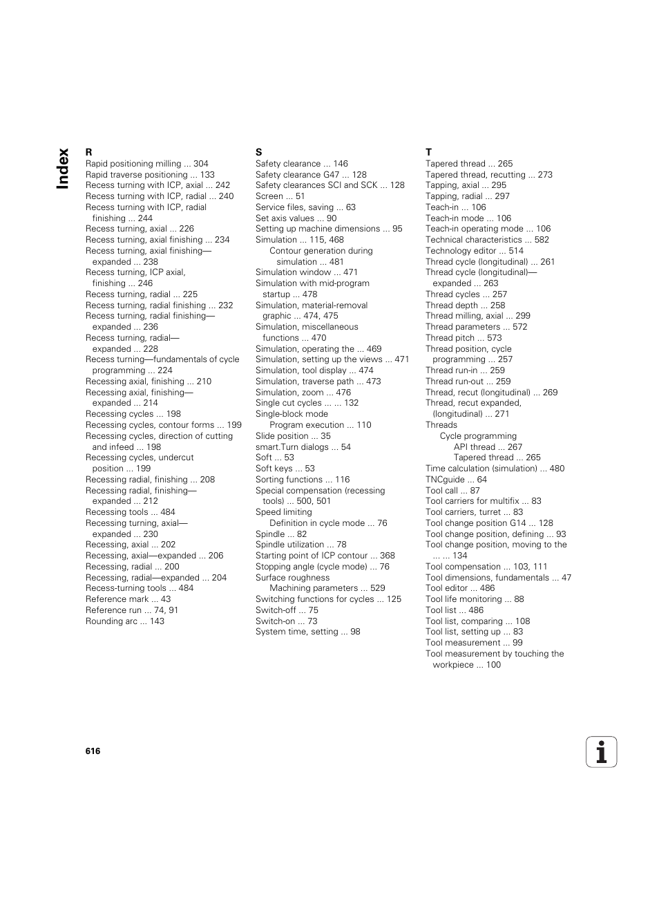 Index | HEIDENHAIN SW 54843x-02 User Manual | Page 616 / 619