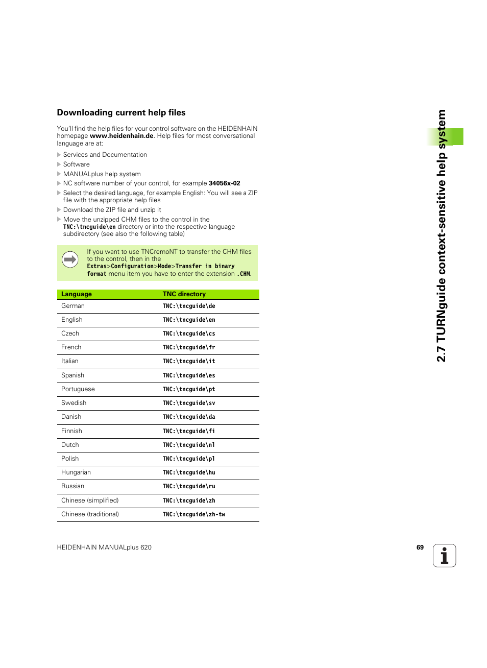 Downloading current help files, 7 turnguide cont ext-sensitiv e help syst em | HEIDENHAIN SW 54843x-02 User Manual | Page 69 / 619