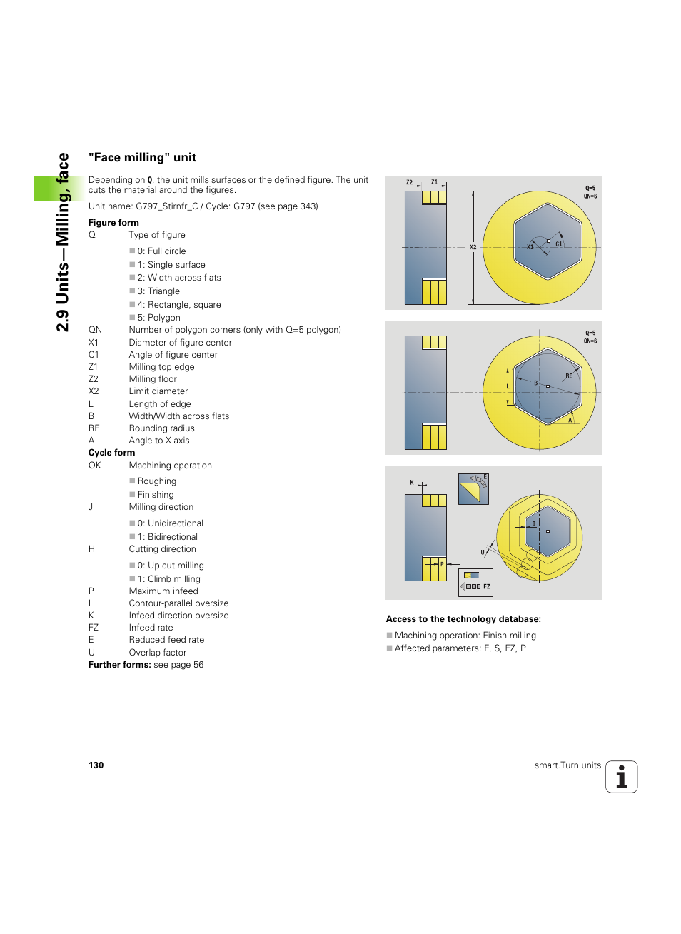 Face milling" unit, 9 units—milling, f a ce | HEIDENHAIN SW 54843x-02 DIN Programming User Manual | Page 130 / 601