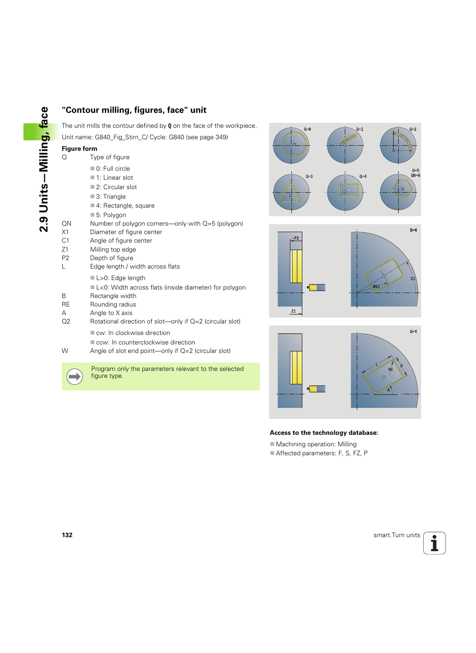 Contour milling, figures, face" unit, 9 units—milling, f a ce | HEIDENHAIN SW 54843x-02 DIN Programming User Manual | Page 132 / 601