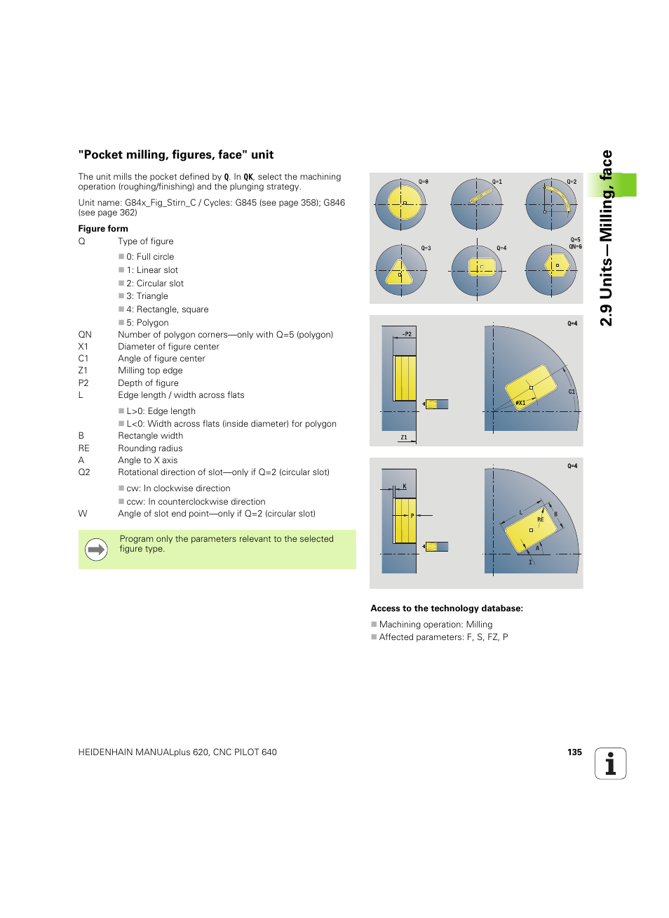 Pocket milling, figures, face" unit, 9 units—milling, f a ce | HEIDENHAIN SW 54843x-02 DIN Programming User Manual | Page 135 / 601