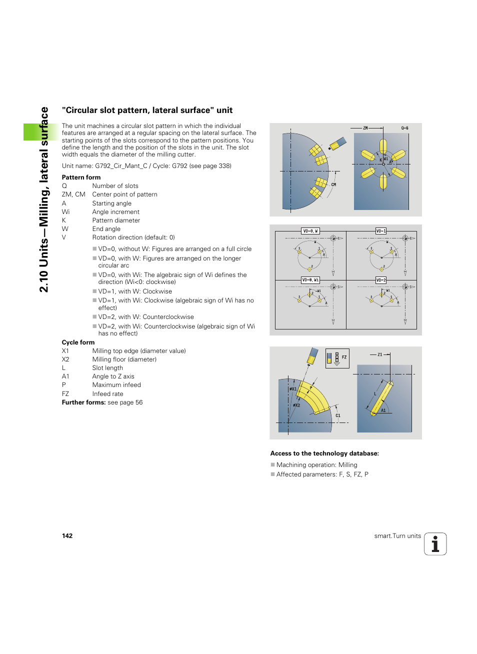 Circular slot pattern, lateral surface" unit, 1 0 units—milling, lat e ra l surf ace | HEIDENHAIN SW 54843x-02 DIN Programming User Manual | Page 142 / 601