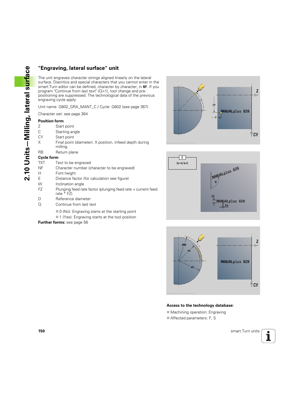 Engraving, lateral surface" unit, 1 0 units—milling, lat e ra l surf ace | HEIDENHAIN SW 54843x-02 DIN Programming User Manual | Page 150 / 601