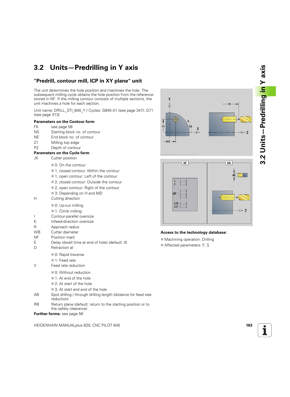 2 units—predrilling in y axis, Predrill, contour mill, icp in xy plane" unit | HEIDENHAIN SW 54843x-02 DIN Programming User Manual | Page 163 / 601