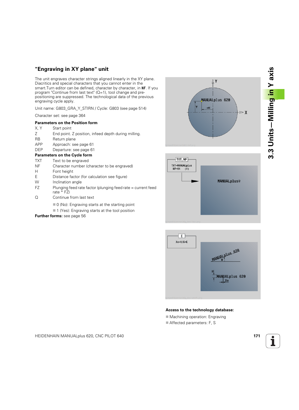 Engraving in xy plane" unit, 3 units—milling in y axis | HEIDENHAIN SW 54843x-02 DIN Programming User Manual | Page 171 / 601