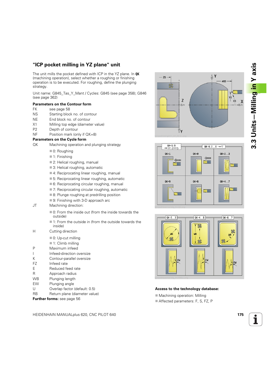 Icp pocket milling in yz plane" unit, 3 units—milling in y axis | HEIDENHAIN SW 54843x-02 DIN Programming User Manual | Page 175 / 601