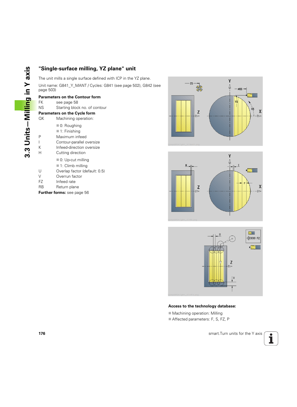 Single-surface milling, yz plane" unit, 3 units—milling in y axis | HEIDENHAIN SW 54843x-02 DIN Programming User Manual | Page 176 / 601