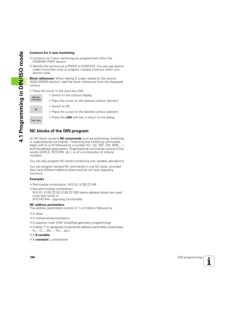 Nc blocks of the din program, 1 pr ogr amming in din/iso mode | HEIDENHAIN SW 54843x-02 DIN Programming User Manual | Page 184 / 601