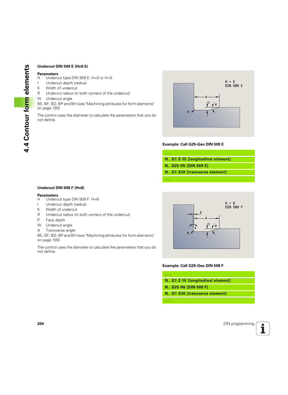 4 cont our f o rm elements | HEIDENHAIN SW 54843x-02 DIN Programming User Manual | Page 204 / 601