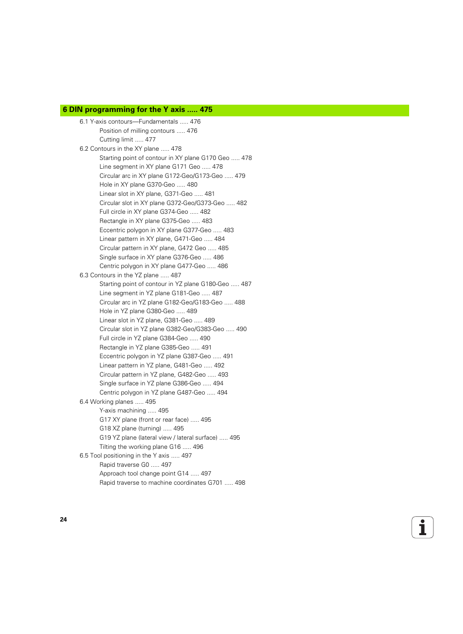 6 din programming for the y axis | HEIDENHAIN SW 54843x-02 DIN Programming User Manual | Page 24 / 601
