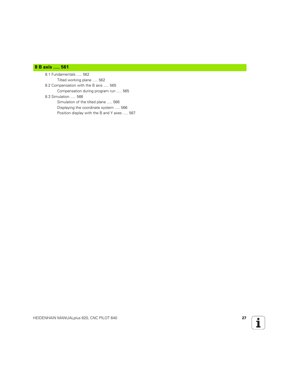 8 b axis | HEIDENHAIN SW 54843x-02 DIN Programming User Manual | Page 27 / 601