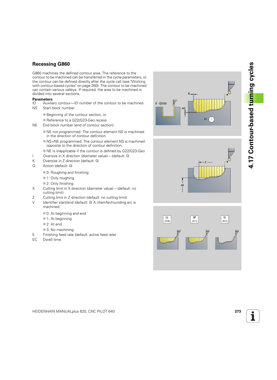 Recessing g860, 1 7 cont our -based t u rn ing cy cles | HEIDENHAIN SW 54843x-02 DIN Programming User Manual | Page 273 / 601