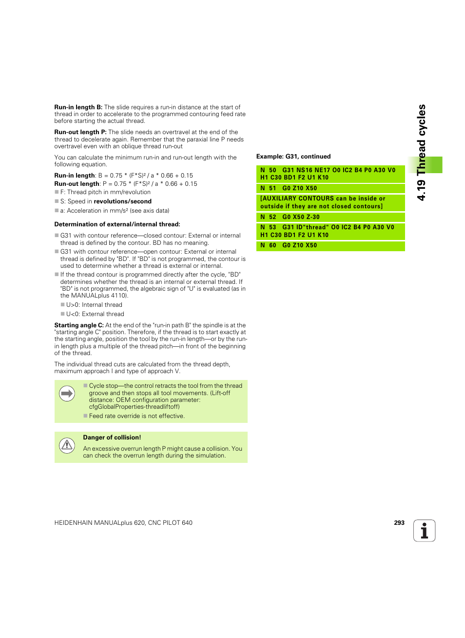 1 9 thr ead cy cles | HEIDENHAIN SW 54843x-02 DIN Programming User Manual | Page 293 / 601