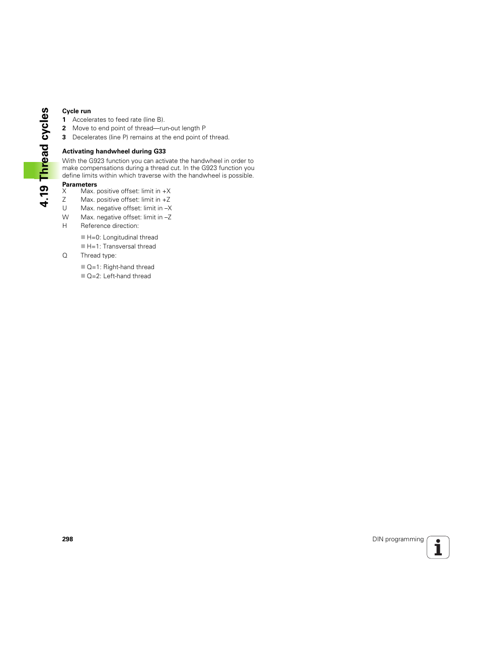 1 9 thr ead cy cles | HEIDENHAIN SW 54843x-02 DIN Programming User Manual | Page 298 / 601
