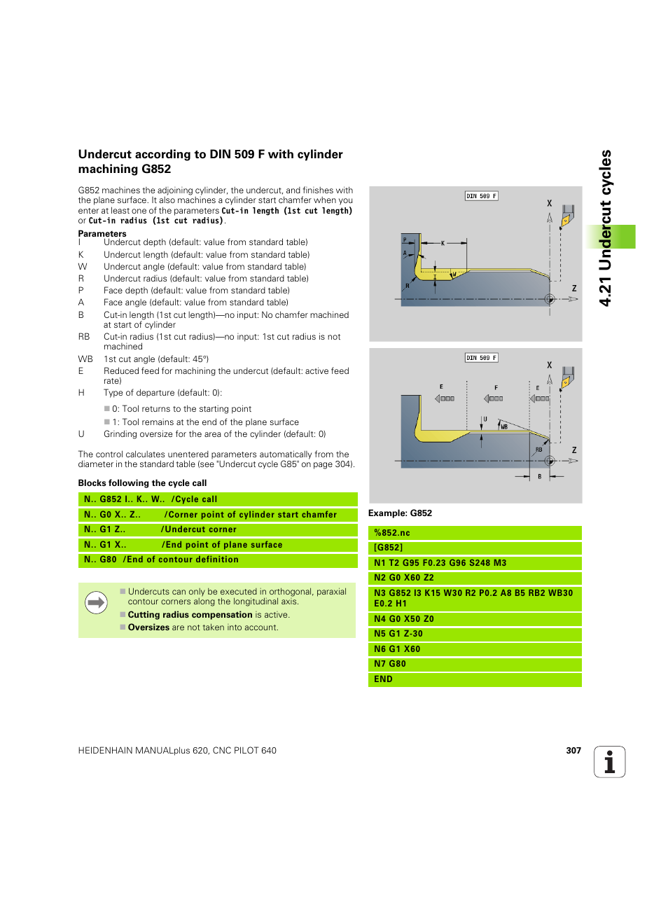 21 under c ut cy cles | HEIDENHAIN SW 54843x-02 DIN Programming User Manual | Page 307 / 601