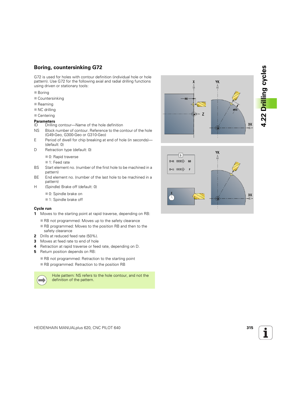 Boring, countersinking g72, 22 dr illing cy cles | HEIDENHAIN SW 54843x-02 DIN Programming User Manual | Page 315 / 601