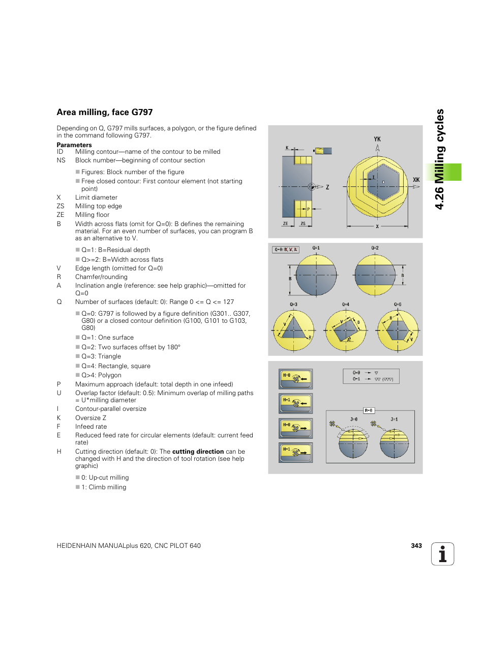 Area milling, face g797, 26 milling cy cles | HEIDENHAIN SW 54843x-02 DIN Programming User Manual | Page 343 / 601
