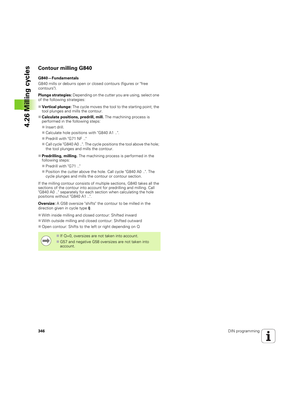 Contour milling g840, 26 milling cy cles | HEIDENHAIN SW 54843x-02 DIN Programming User Manual | Page 346 / 601