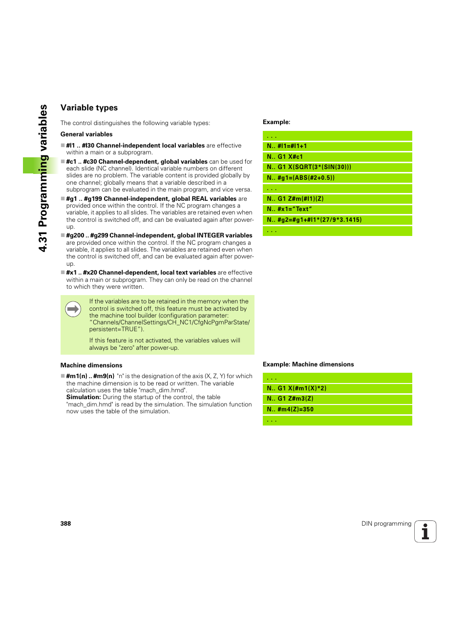 Variable types, 31 pr ogr amming v a ri ables | HEIDENHAIN SW 54843x-02 DIN Programming User Manual | Page 388 / 601