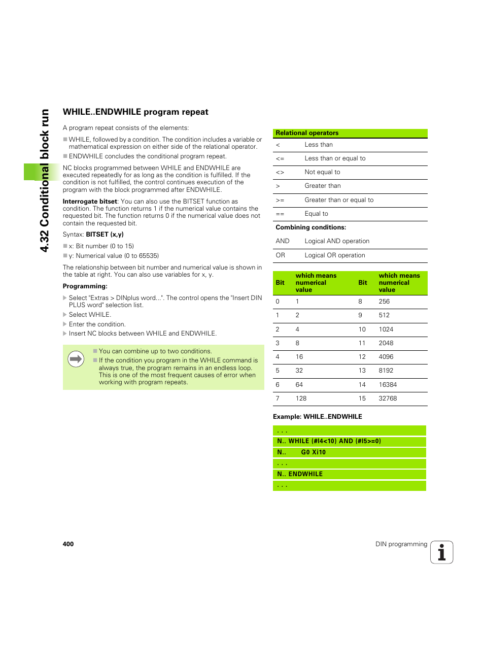 While..endwhile program repeat | HEIDENHAIN SW 54843x-02 DIN Programming User Manual | Page 400 / 601