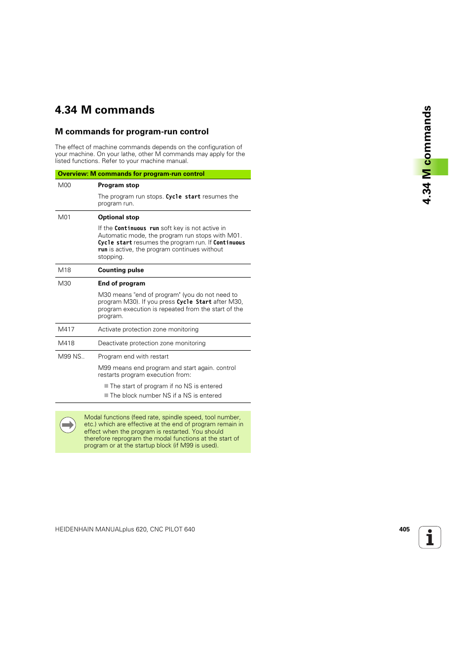34 m commands, M commands for program-run control | HEIDENHAIN SW 54843x-02 DIN Programming User Manual | Page 405 / 601
