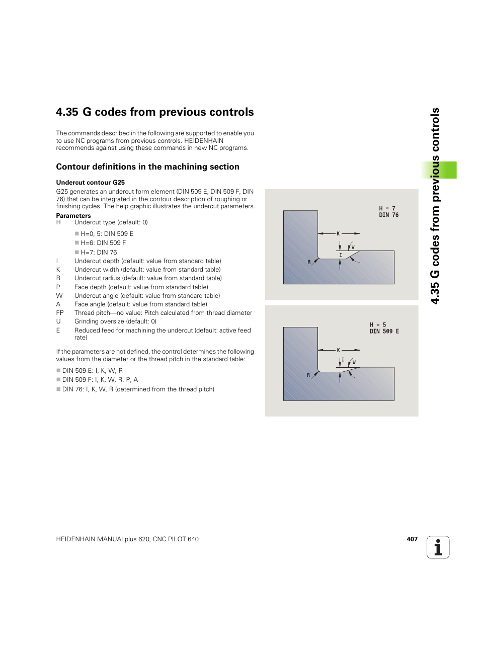 35 g codes from previous controls, Contour definitions in the machining section | HEIDENHAIN SW 54843x-02 DIN Programming User Manual | Page 407 / 601