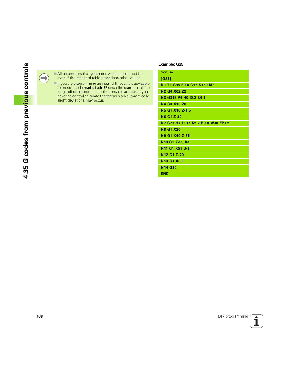 35 g codes fr om pr evious contr o ls | HEIDENHAIN SW 54843x-02 DIN Programming User Manual | Page 408 / 601