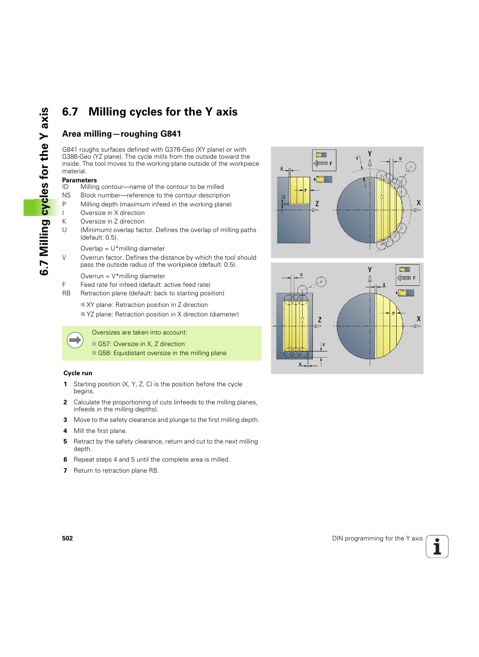 7 milling cycles for the y axis, Area milling—roughing g841 | HEIDENHAIN SW 54843x-02 DIN Programming User Manual | Page 502 / 601