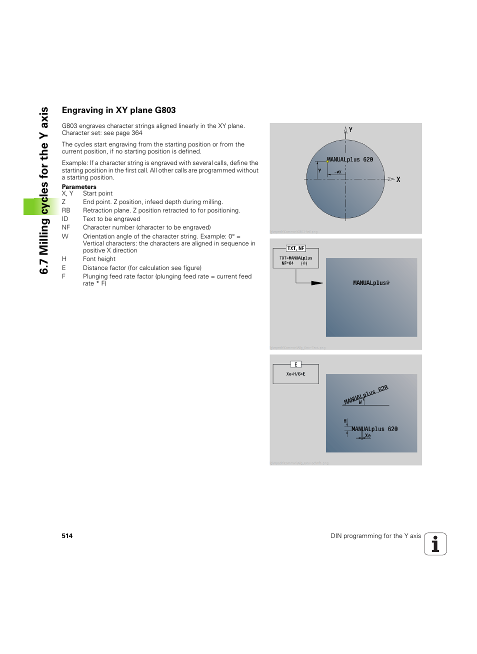 Engraving in xy plane g803 | HEIDENHAIN SW 54843x-02 DIN Programming User Manual | Page 514 / 601