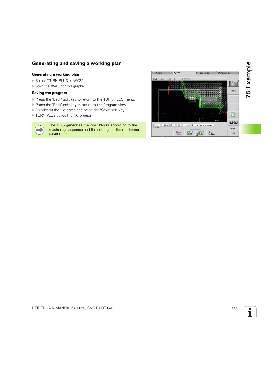 Generating and saving a working plan, 5 example | HEIDENHAIN SW 54843x-02 DIN Programming User Manual | Page 555 / 601
