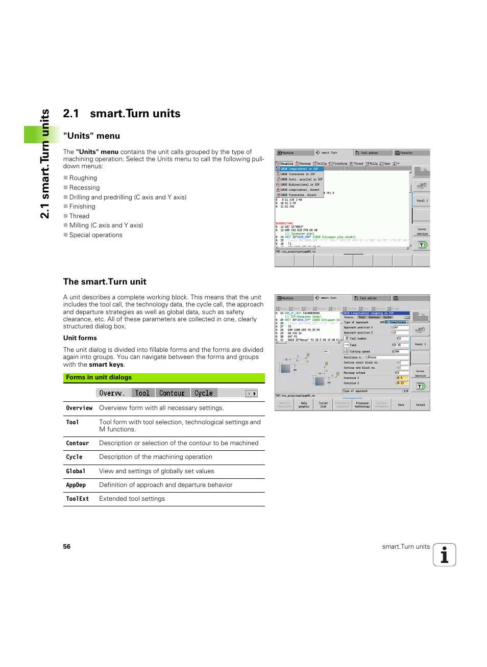 1 smart.turn units, Units" menu, The smart.turn unit | 1 smar t.t u rn units 2.1 smart.turn units | HEIDENHAIN SW 54843x-02 DIN Programming User Manual | Page 56 / 601