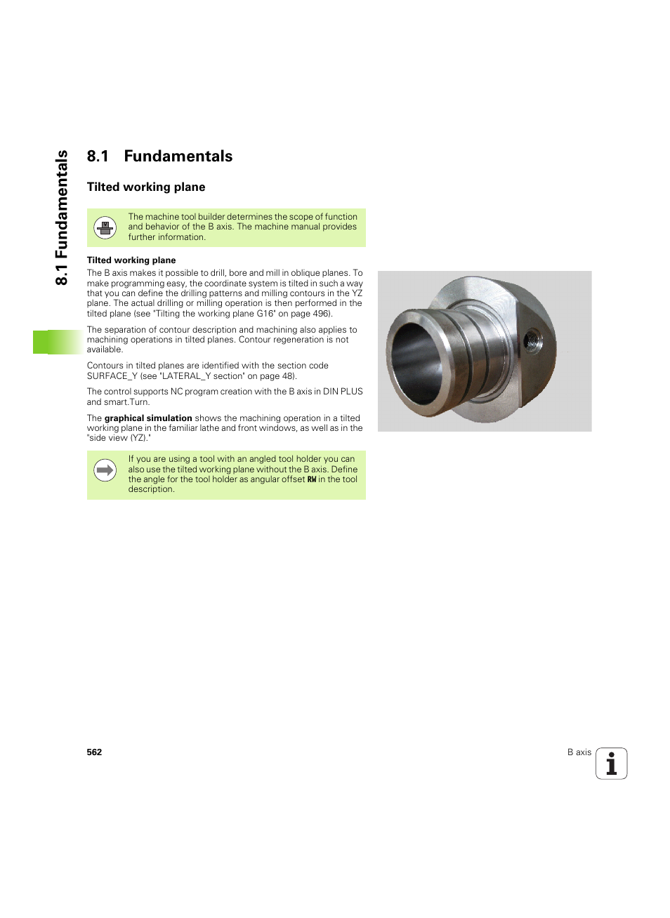 1 fundamentals, Tilted working plane, 1 f undamentals 8.1 fundamentals | HEIDENHAIN SW 54843x-02 DIN Programming User Manual | Page 562 / 601