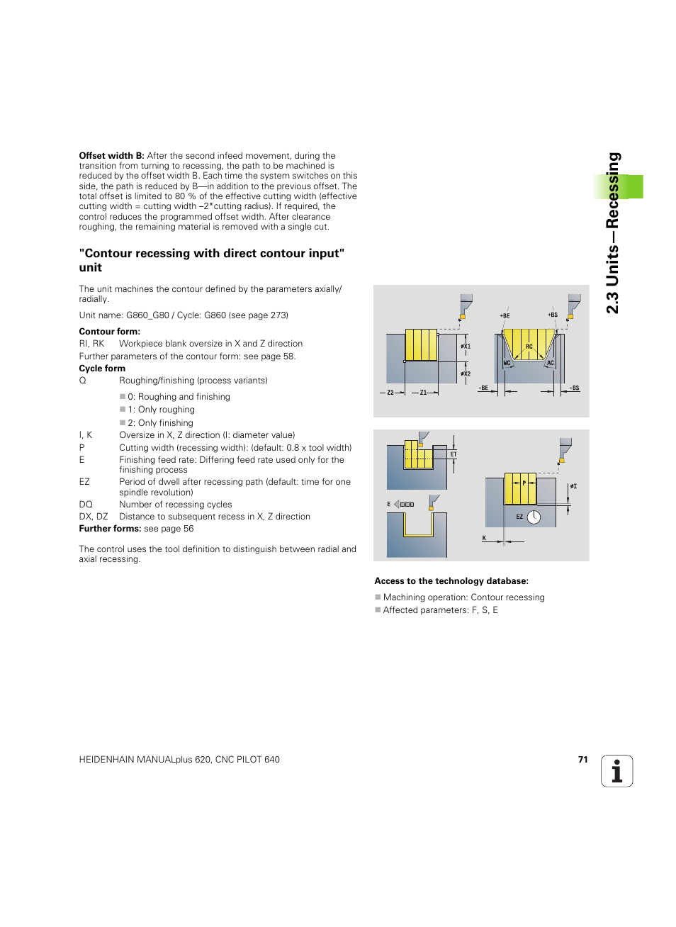 Contour recessing with direct contour input" unit, 3 units—recessing | HEIDENHAIN SW 54843x-02 DIN Programming User Manual | Page 71 / 601