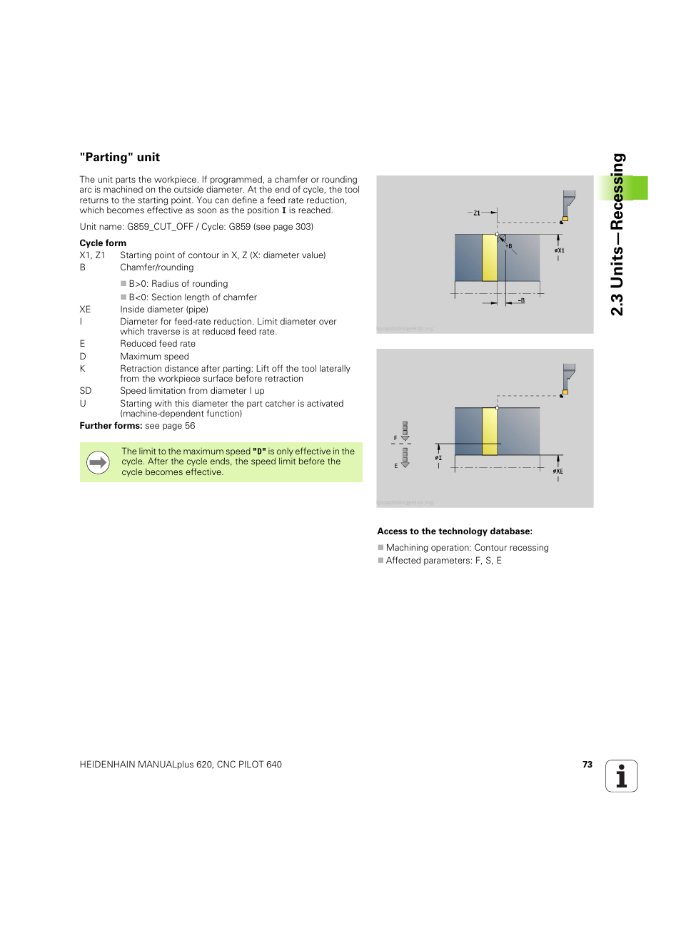 Parting" unit, 3 units—recessing | HEIDENHAIN SW 54843x-02 DIN Programming User Manual | Page 73 / 601