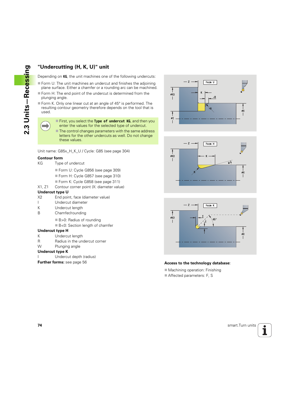 Undercutting (h, k, u)" unit, 3 units—recessing | HEIDENHAIN SW 54843x-02 DIN Programming User Manual | Page 74 / 601