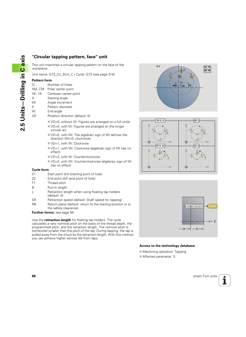 Circular tapping pattern, face" unit, 5 units—dr illing in c axis | HEIDENHAIN SW 54843x-02 DIN Programming User Manual | Page 88 / 601