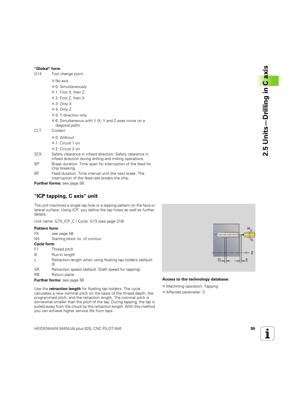 Icp tapping, c axis" unit, 5 units—dr illing in c axis | HEIDENHAIN SW 54843x-02 DIN Programming User Manual | Page 99 / 601