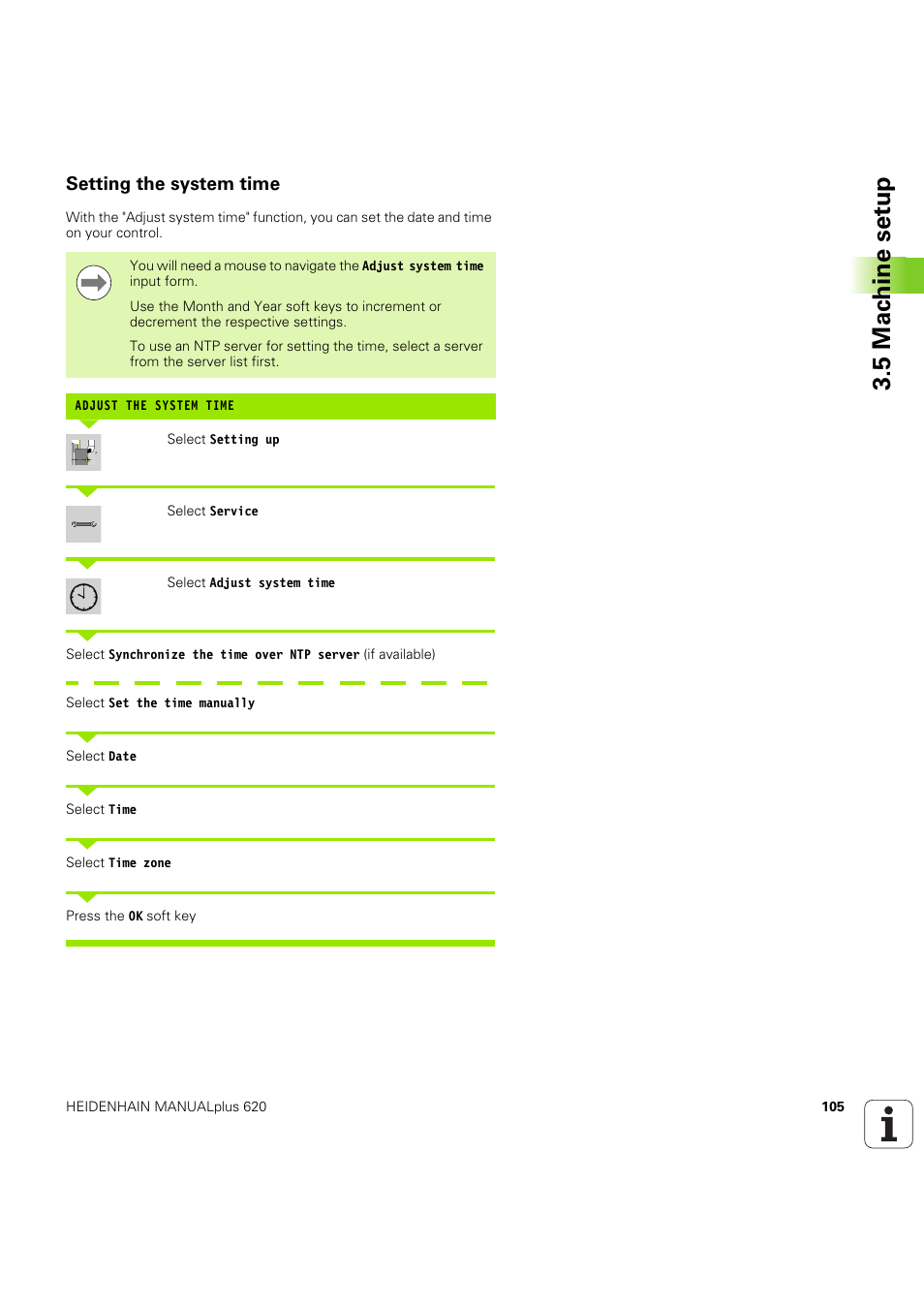 Setting the system time, 5 mac h ine set u p | HEIDENHAIN SW 54843x-03 User Manual | Page 105 / 656