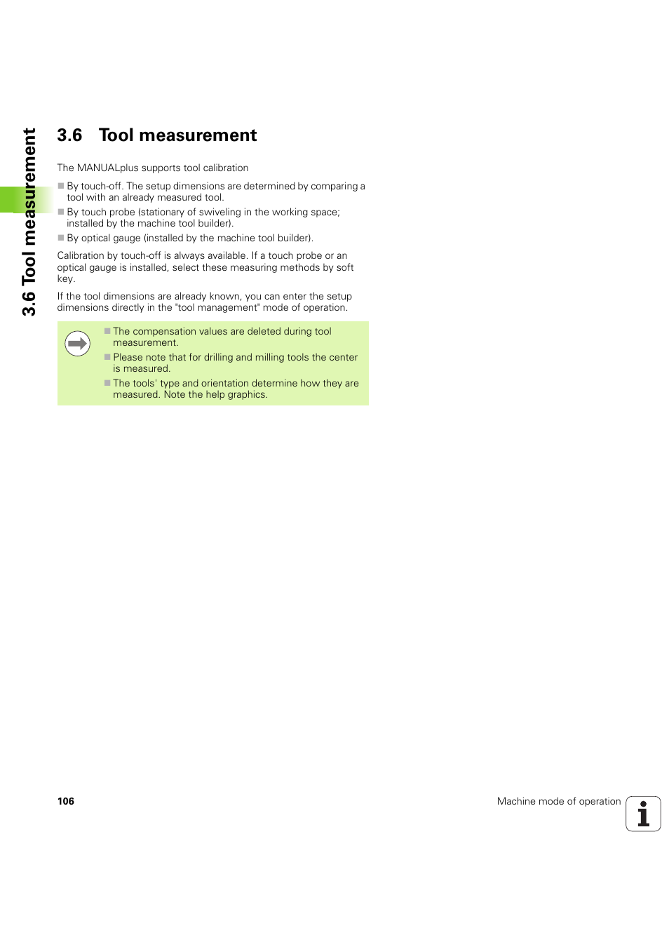 6 tool measurement, 6 t o ol measur ement 3.6 tool measurement | HEIDENHAIN SW 54843x-03 User Manual | Page 106 / 656