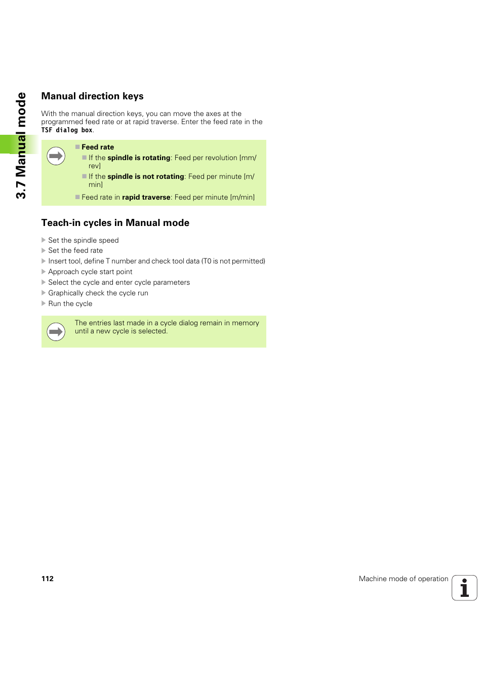 Manual direction keys, Teach-in cycles in manual mode, 7 manual mode | HEIDENHAIN SW 54843x-03 User Manual | Page 112 / 656