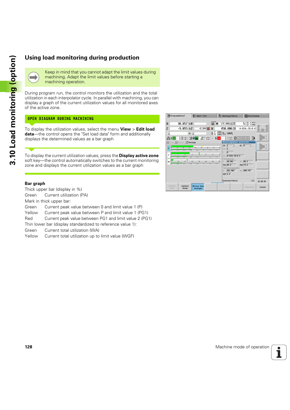 Using load monitoring during production, 1 0 load monit o ri ng (option) | HEIDENHAIN SW 54843x-03 User Manual | Page 128 / 656