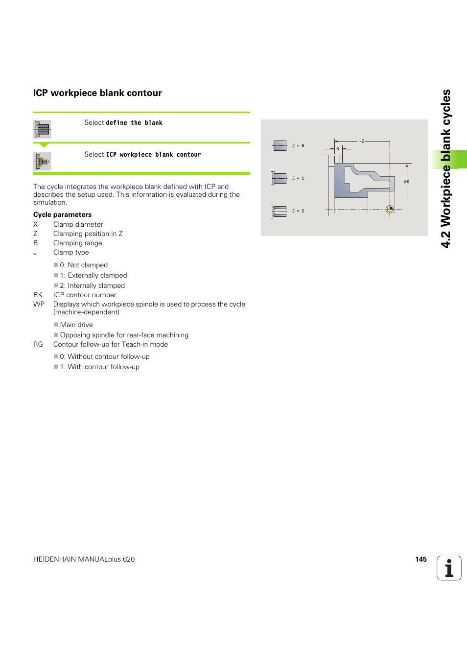 Icp workpiece blank contour, 2 w o rk piece blank cy cles | HEIDENHAIN SW 54843x-03 User Manual | Page 145 / 656